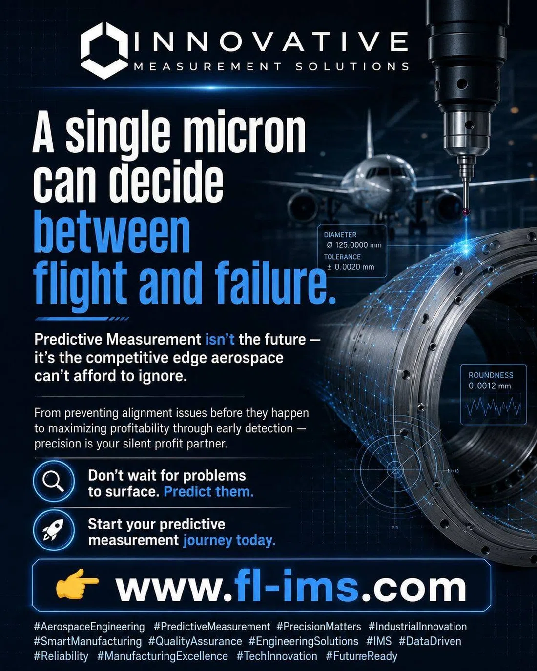 Innovative Measurement Solutions aerospace campaign focused on predictive measurement and precision engineering.
