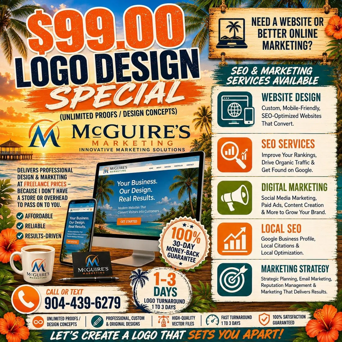 Tropical logo design special advertisement for Innovative Marketing Solutions.