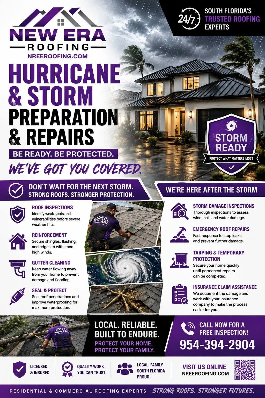 New Era Roofing hurricane and storm preparation campaign for residential properties.