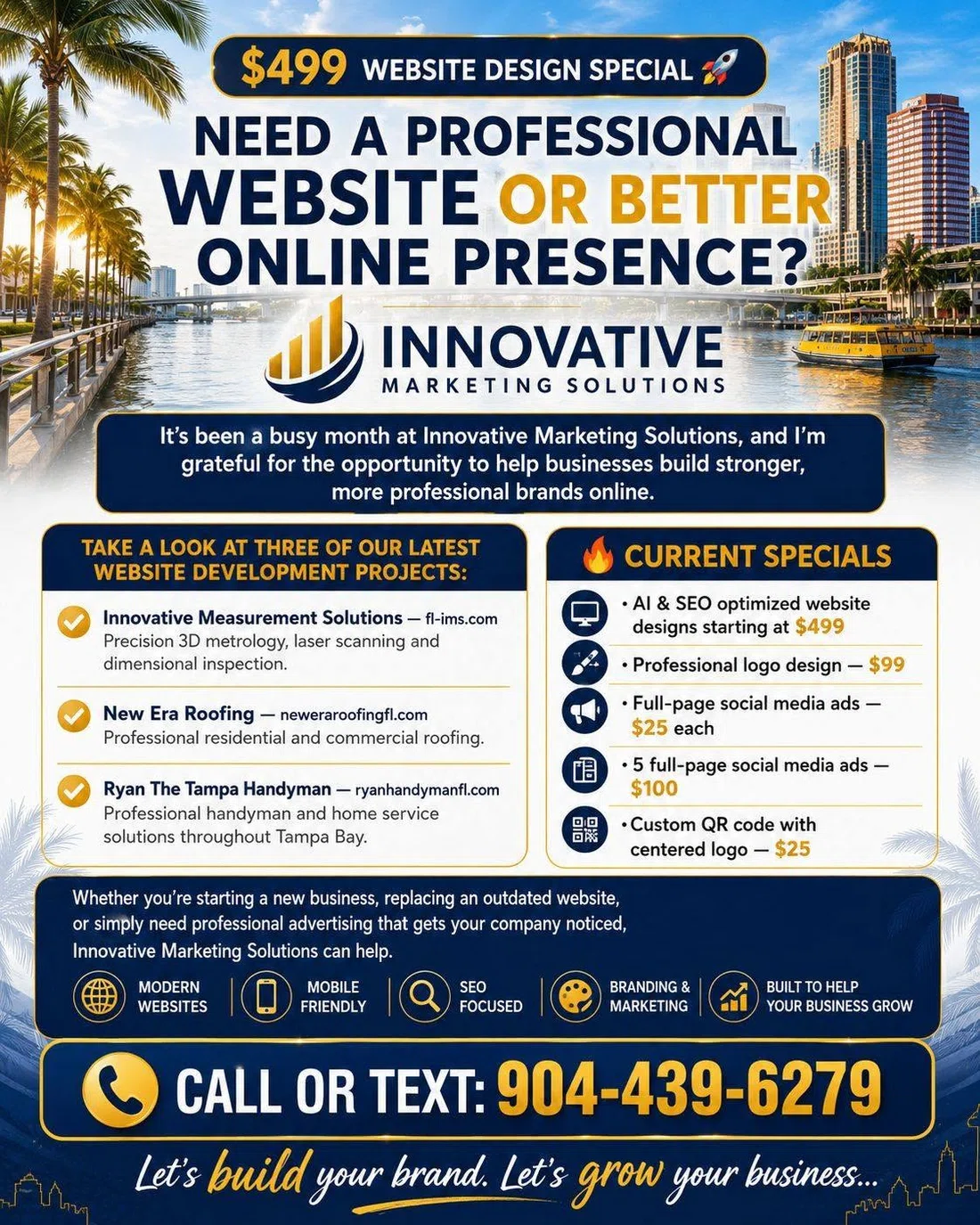 Tampa skyline website design campaign for Innovative Marketing Solutions.