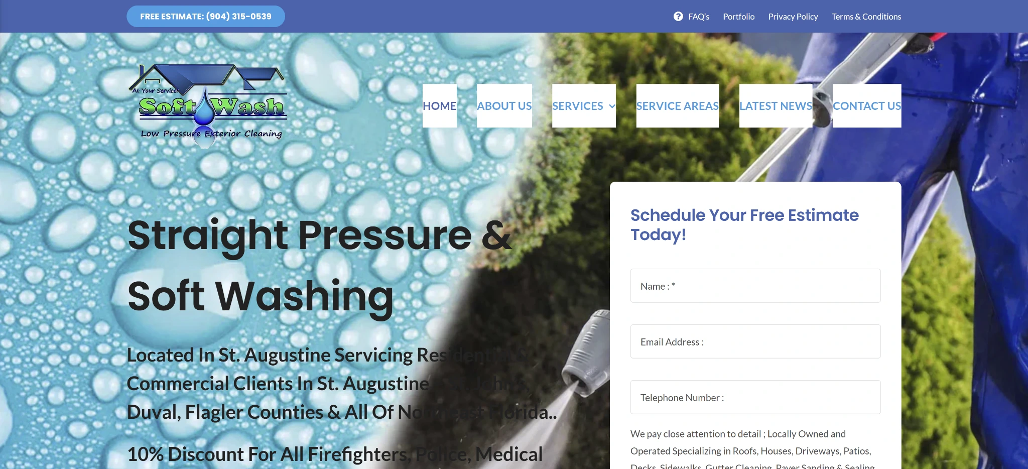 Straight Pressure & Soft Washing website desktop preview