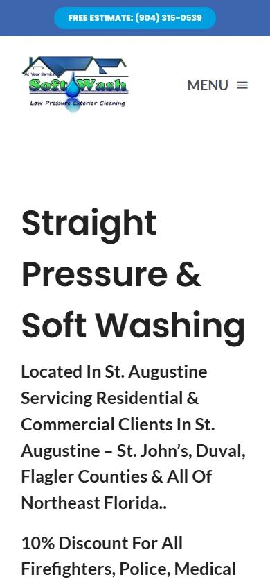 Straight Pressure & Soft Washing actual mobile website preview
