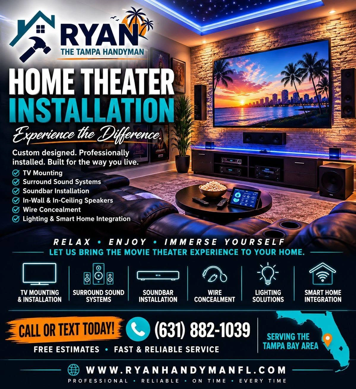 Ryan The Tampa Handyman Home Theater Promotional Advertisement