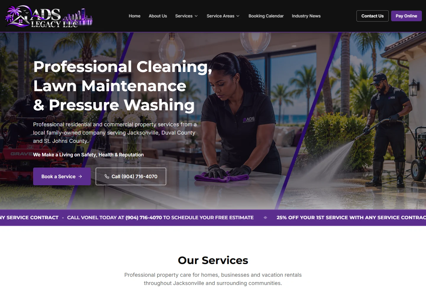 ADS Legacy LLC website desktop homepage preview