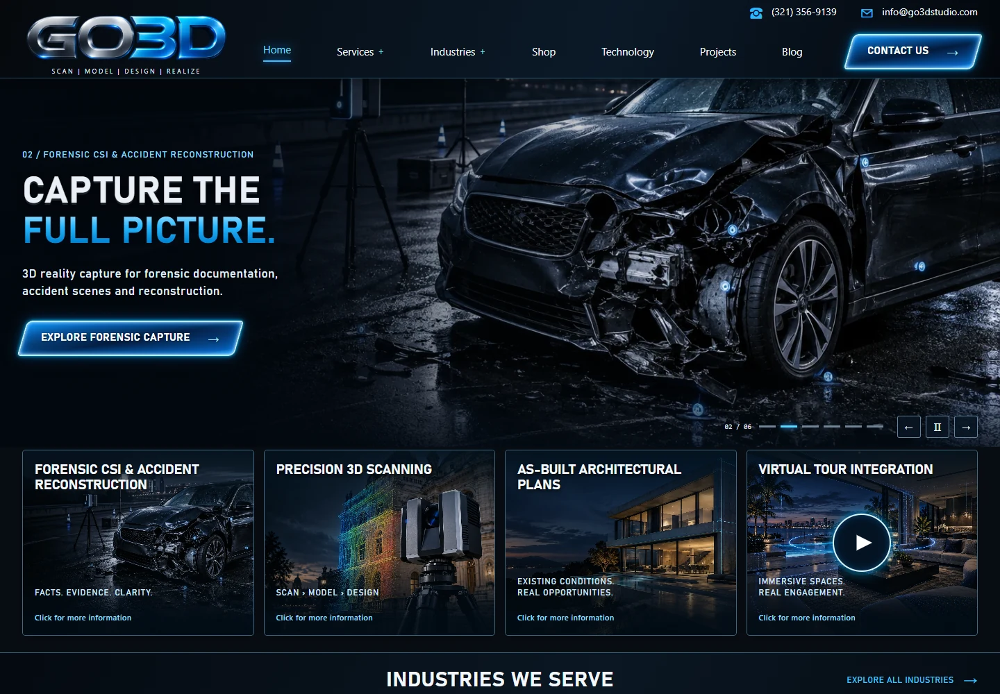 GO3D Studio website desktop homepage preview