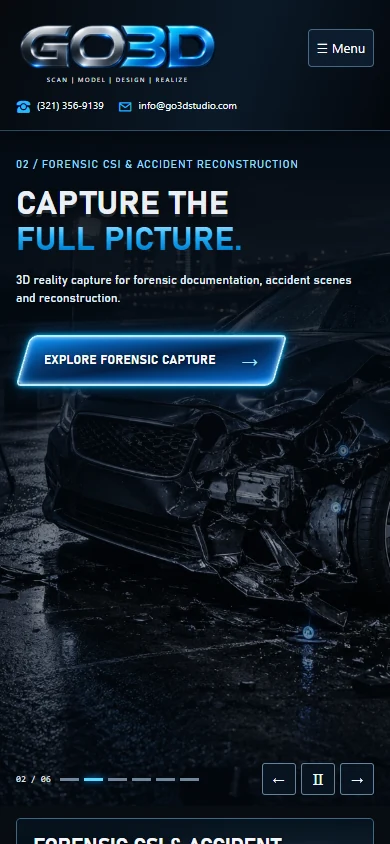 GO3D Studio actual mobile website