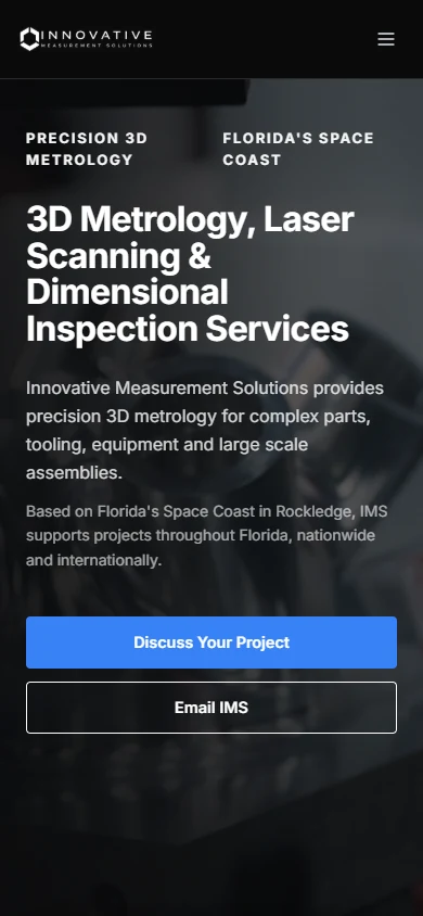 Innovative Measurement Solutions website mobile homepage preview