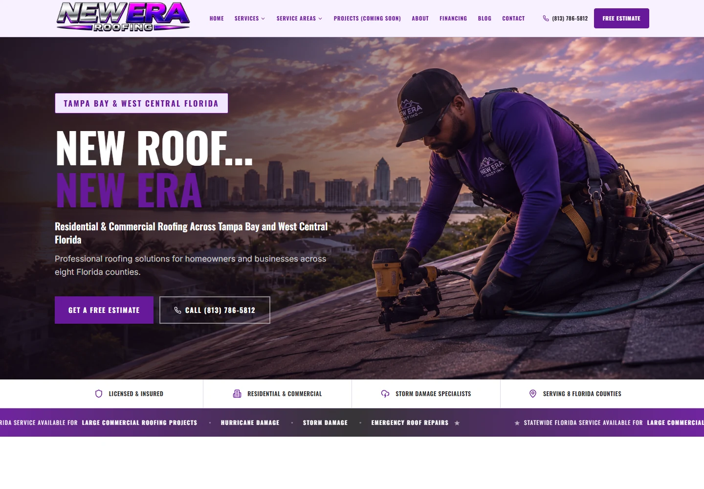 New Era Roofing website homepage design