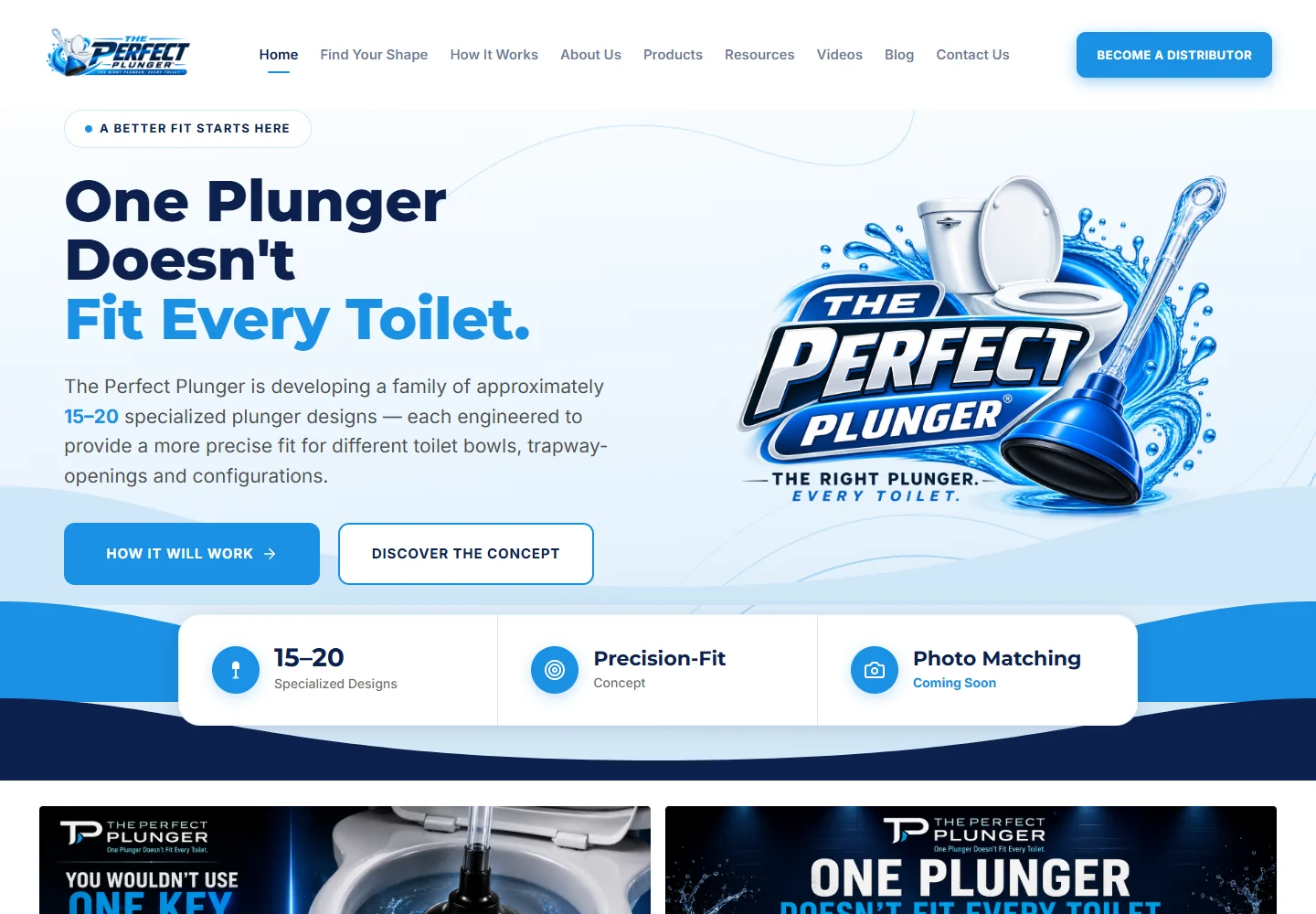 The Perfect Plunger website homepage design
