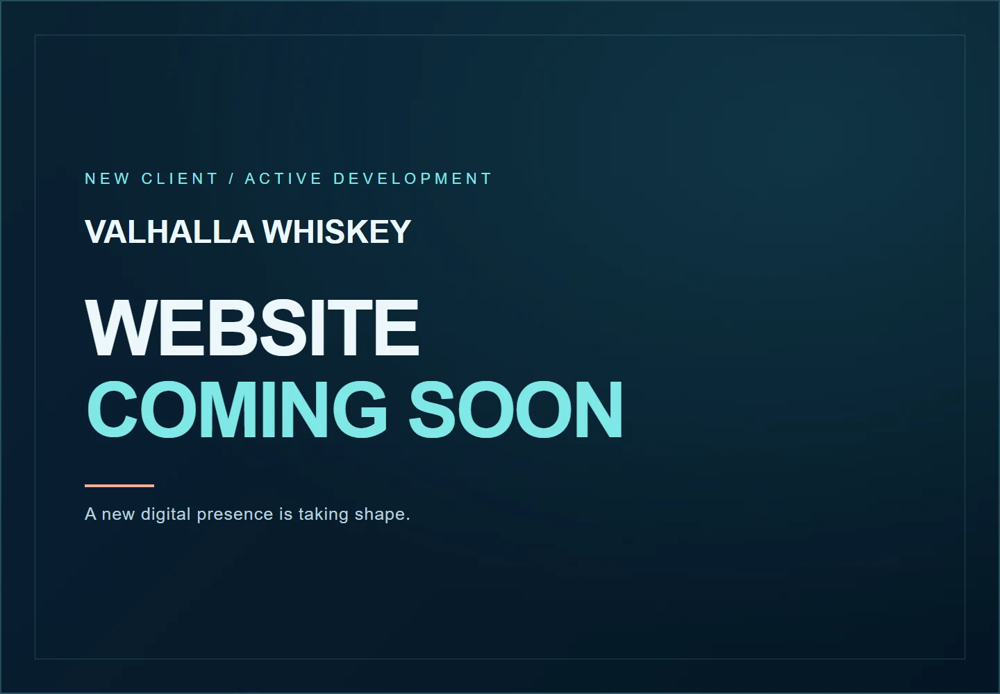 Valhalla Whiskey — new client website coming soon