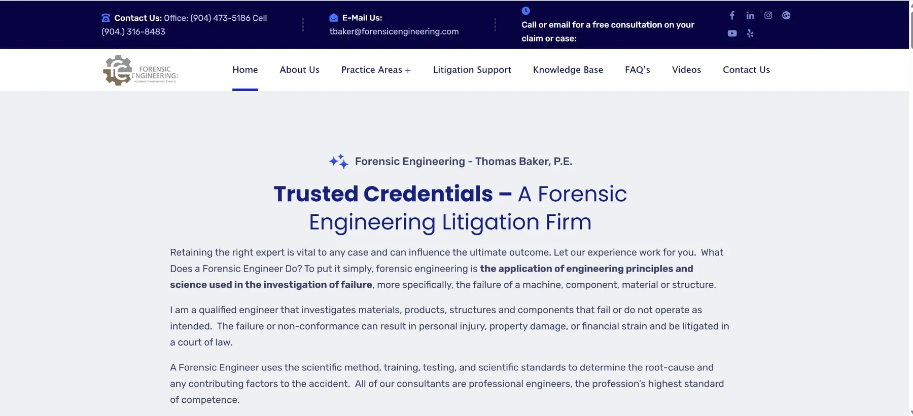 Forensic Engineering website homepage