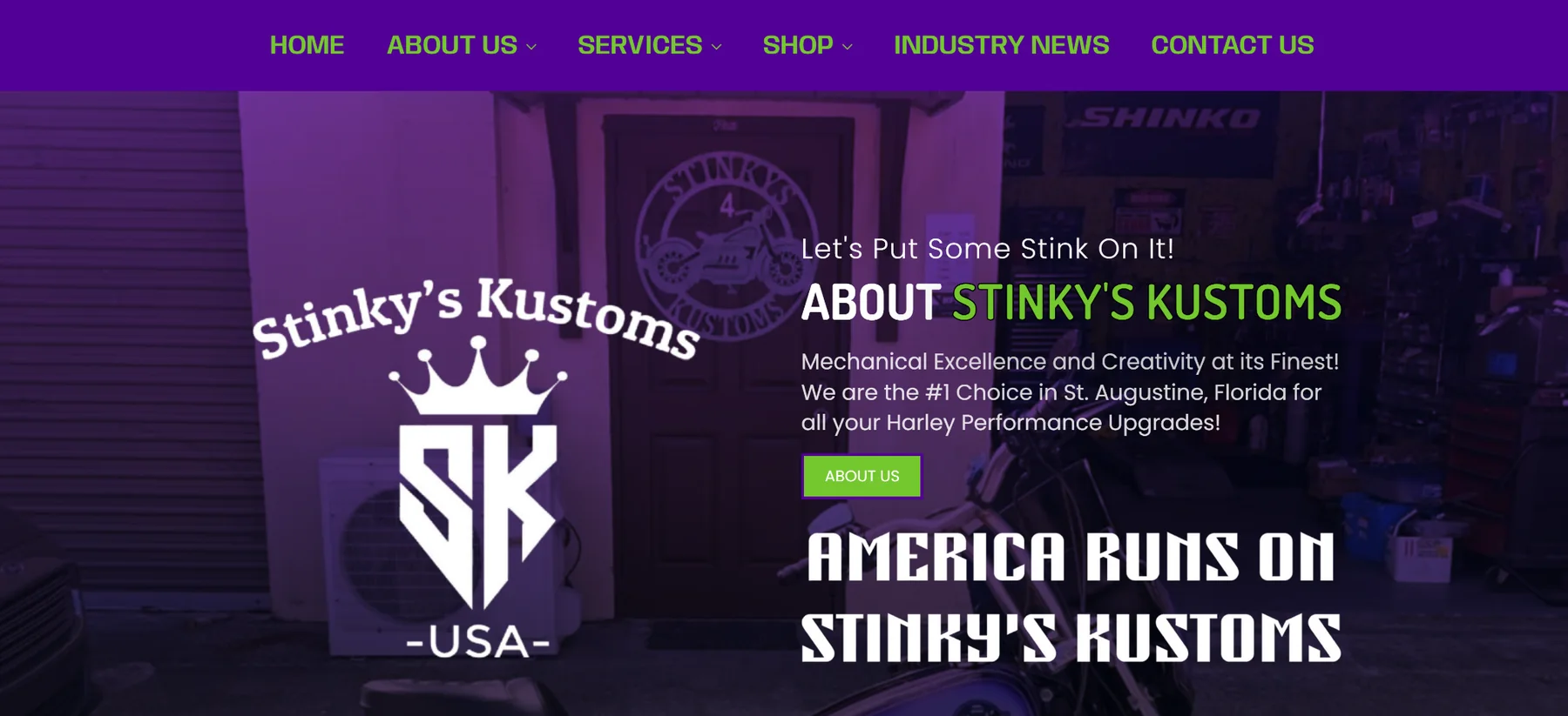 Stinky's Kustoms website homepage